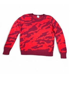CAbi Red Camouflage Knit Sweater | Size Medium